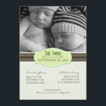 Elegante Twins Geburtsankündigung: Lime Green Ankündigung<br><div class="desc">Das BabyShoppe ist auf das Baby-Baby spezialisiert,  sodass Sie sich auch für diese... </div>