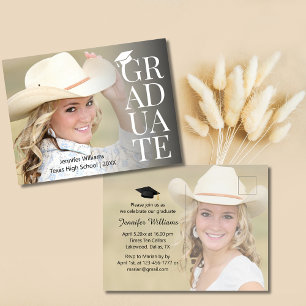 elegante Typografie 2 verblasste Foto Graduierungs Postkarte