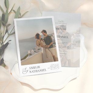 Elegante Typografie 2 Verlobungen Fotos Hochzeit Einladung