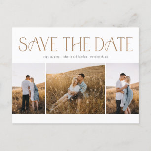 Elegante Typografie 3 FotoCollage Save the Date Ankündigungspostkarte