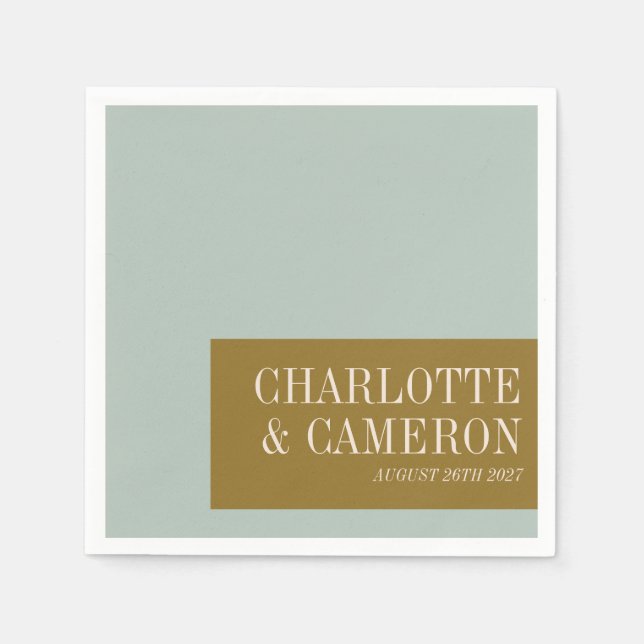 Elegante Typografie Blue Olive Custom Wedding Name Serviette (Vorderseite)