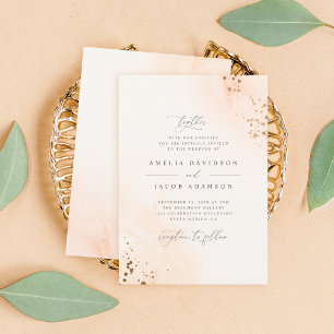 Elegante Typografie Blush Pink Watercolor Hochzeit Einladung