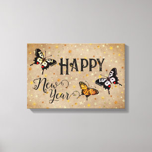 Elegante Typografie Butterfly Stars Rustikales Neu Leinwanddruck