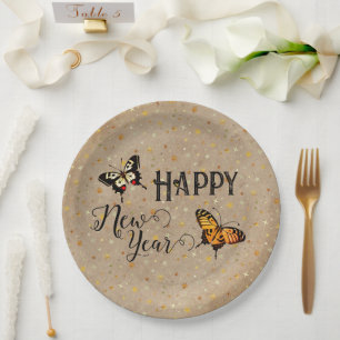 Elegante Typografie Butterfly Stars Rustikales Neu Pappteller