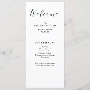 Elegante Typografie Deep Green Wedding Program Programm
