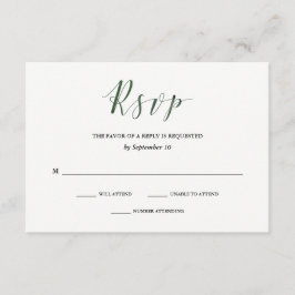 Elegante Typografie | Deep Green Wedding RSVP Karte