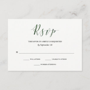 Elegante Typografie   Deep Green Wedding RSVP Karte