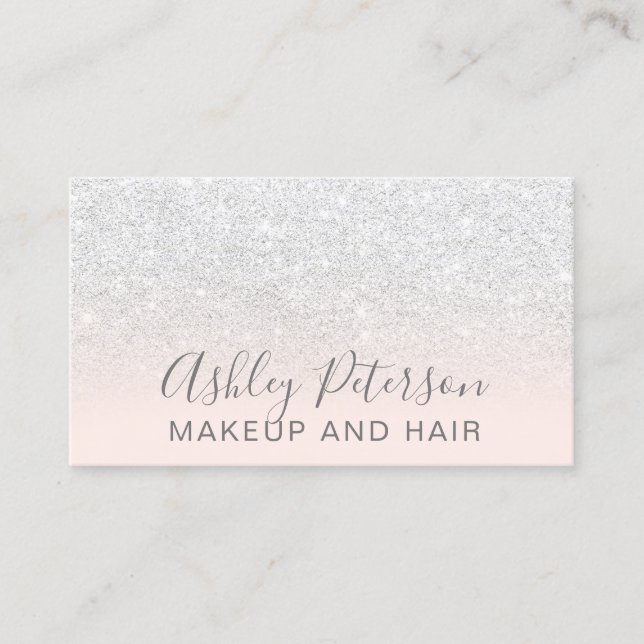 Elegante Typografie des Makes-up erröten rosa Visitenkarte (Vorderseite)