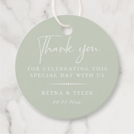 Elegante Typografie Dusty Sage Vielen Dank Geschenkanhänger