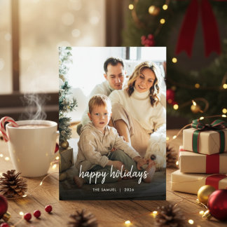 Elegante Typografie-Familien-Festtagskarte Feiertagskarte