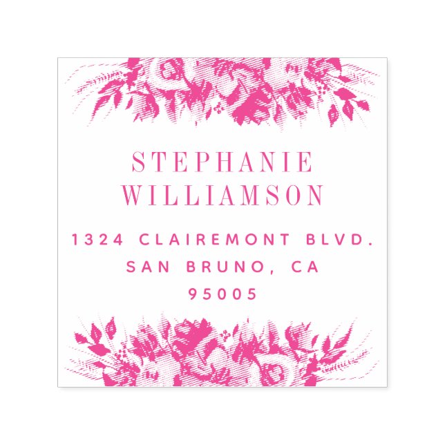 Elegante Typografie, florale Rücksendeadresse Permastempel (Design)