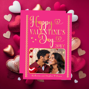 Elegante Typografie Foto Frohen Valentinstag Folien Feiertagskarte
