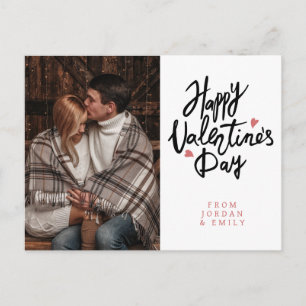 Elegante Typografie Frohen Valentinstag 1 Foto Feiertagspostkarte