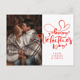 Elegante Typografie Frohen Valentinstag 1 Foto Feiertagspostkarte