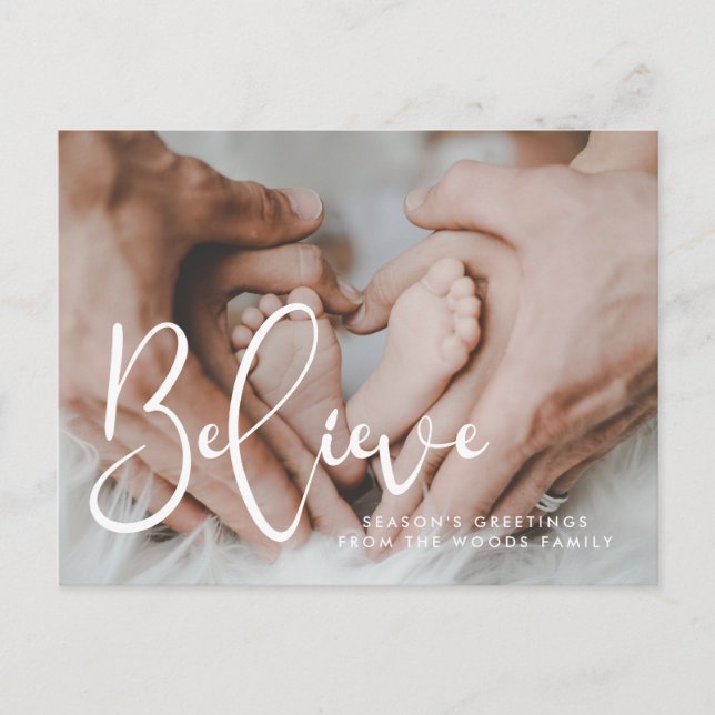 Elegante Typografie Glaube Holiday Foto Postkarte (Vorderseite)