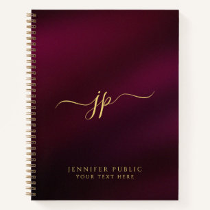 Elegante Typografie Gold Text Anfangsmonogramm Notizbuch