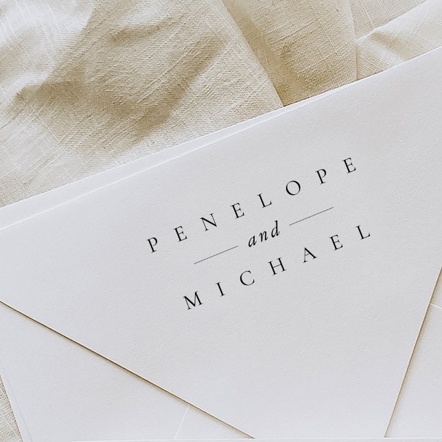 Elegante Typografie-Hochzeit Gummistempel (Elegant typography monogram wedding rubber stamp.)