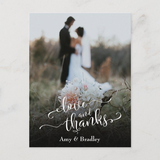 Elegante Typografie Hochzeit Liebe und Dank Postkarte (Vorderseite)