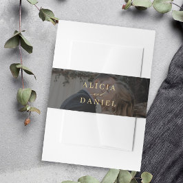 Elegante Typografie-Hochzeit mit schwarzem Foto Einladungsbanderole