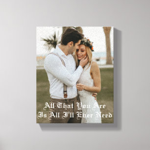 elegante Typografie Hochzeitsfoto Jubiläum Leinwanddruck