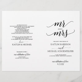 Elegante Typografie-Hochzeitsprogramme in Schwarz