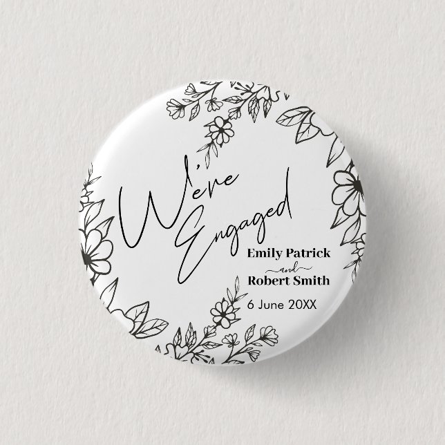 Elegante Typografie ist verlobt Button (Vorderseite)