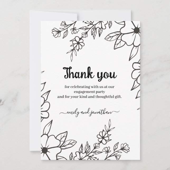 Elegante Typografie ist verlobt Dankeskarte (Vorderseite)