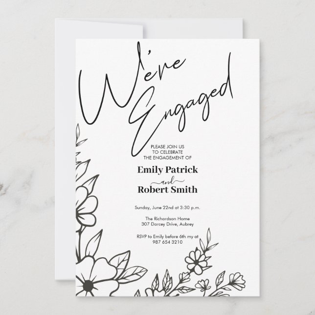 Elegante Typografie ist verlobt Einladung (Vorderseite)