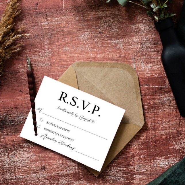 Elegante Typografie Laurel Wreath Monogram RSVP Karte (Von Creator hochgeladen)