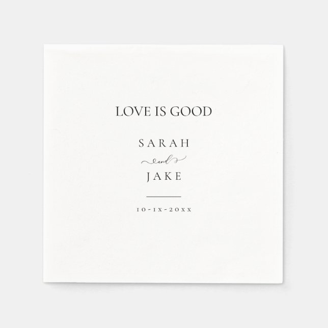 Elegante Typografie: LIEBE IST GUT Moderne Hochzei Serviette (Vorderseite)