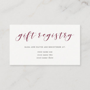 Elegante Typografie   Marsala Gift Registry Insert