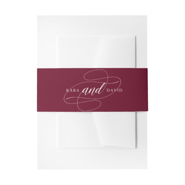 Elegante Typografie | Marsala Wedding Einladungsbanderole (Vorderseite Beispiel)