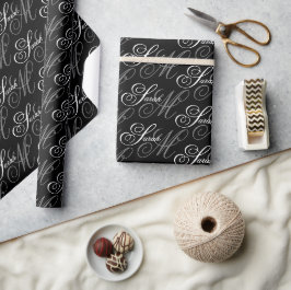 Elegante Typografie Monogram Geschenkpapier
