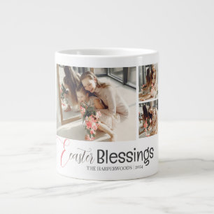 elegante Typografie Osterfamilie drei Foto Jumbo-Tasse