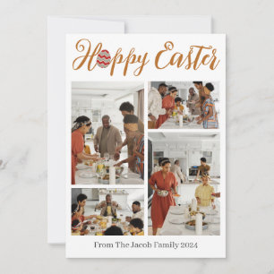 Elegante Typografie Ostern Familienfoto-Collage  Feiertagskarte