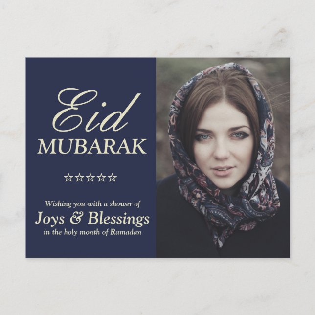 Elegante Typografie Personalisiert Eid Mubarak Fot Postkarte (Vorderseite)