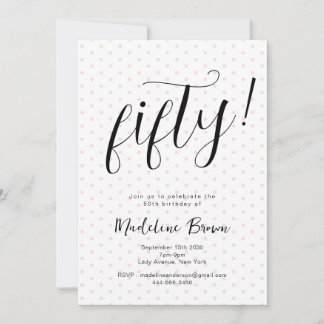 Elegante Typografie Pink Dots Moderne 50. Geburtst Einladung