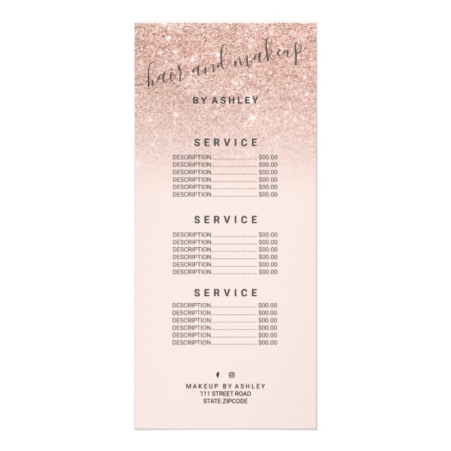 elegante Typografie Rose Gold Glitzer ombre Werbekarte (Vorne)