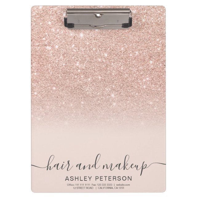 Elegante Typografie rot Rose Gold Glitzer ombre Klemmbrett (Vorderseite)