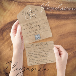 Elegante Typografie Rustikale Vintag-Minimale Hoch All In One Einladung