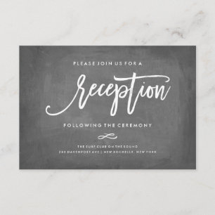 Elegante Typografie-Schultafel-Hochzeitsempfangska Begleitkarte
