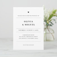 Elegante Typografie Schwarz-Weiß-Herz-Hochzeit