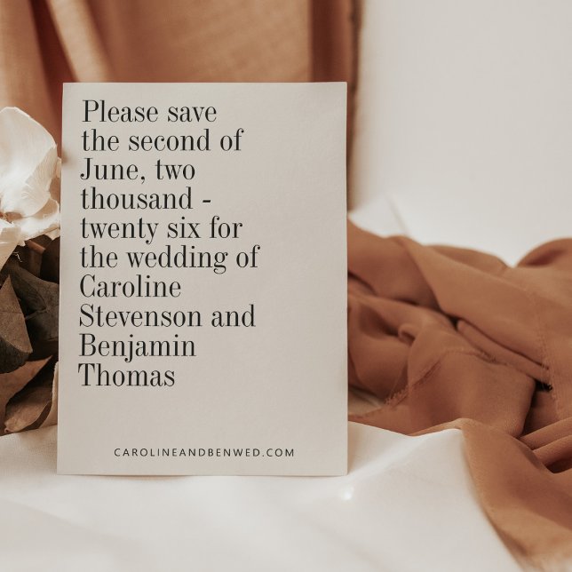 Elegante Typografie Schwarz-weiß Moderne Hochzeit Save The Date (Von Creator hochgeladen)