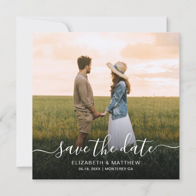 Elegante Typografie Script Moderne Ein Foto Hochze Save The Date (Vorderseite)