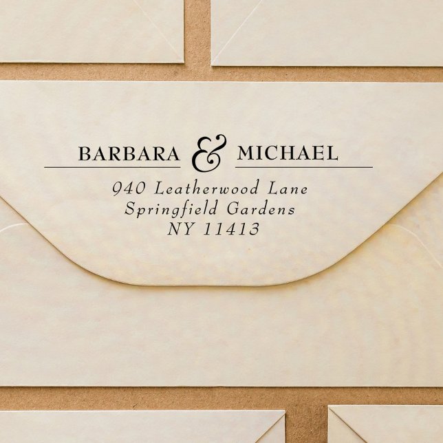 Elegante Typografie Simple Chic Wedding Address Gummistempel (Von Creator hochgeladen)