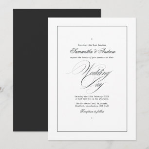Elegante Typografie Timeless Black & White Wedding Einladung