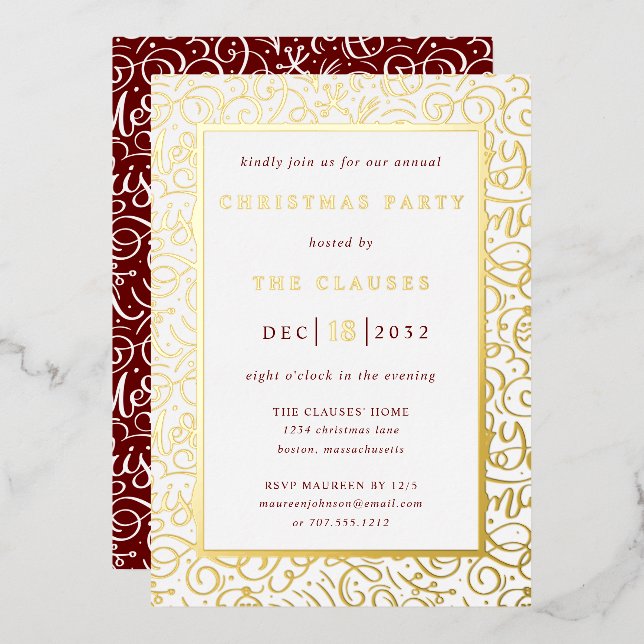 Elegante Typografie Weihnachtsgebäck Einladung (Vorderseite/Rückseite)