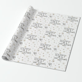 Elegante Typografie Weißgraue Sterne glücklich Neu Geschenkpapier
