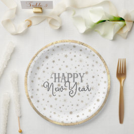 Elegante Typografie Weißgraue Sterne glücklich Neu Pappteller
