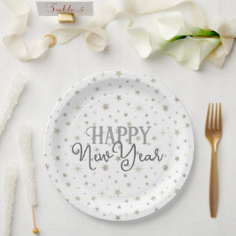 Elegante Typografie Weißgraue Sterne glücklich Neu Pappteller